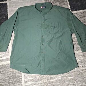 Chaps Ralph Lauren Mens Shirt Band Collar Irish green 4xl Cotton Crest Logo